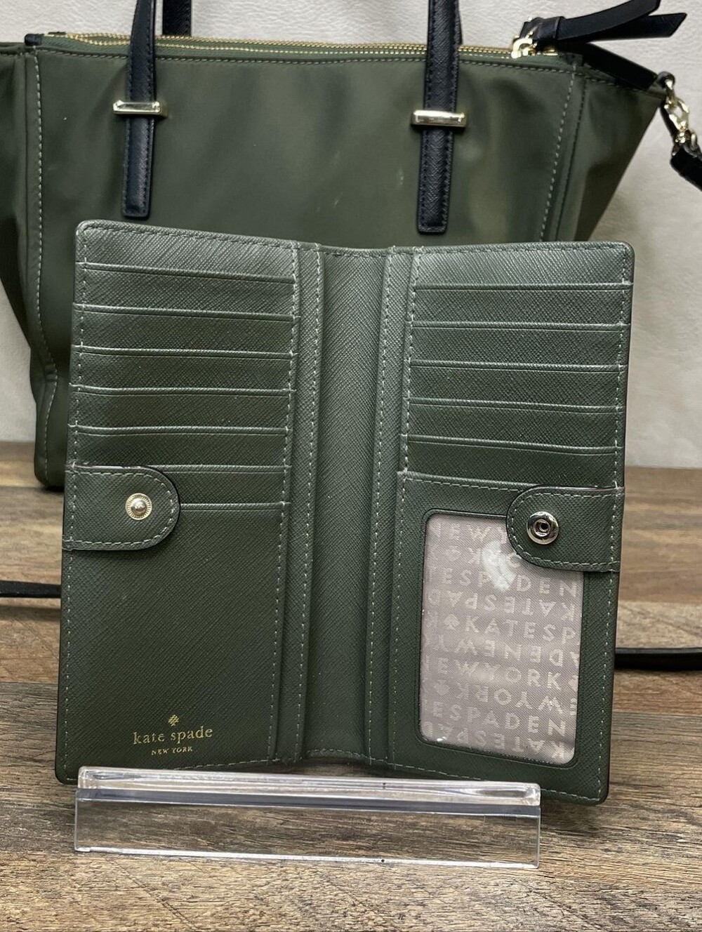 kate spade Olive Green Nylon Tote with Black Trim - Picture 8 of 16